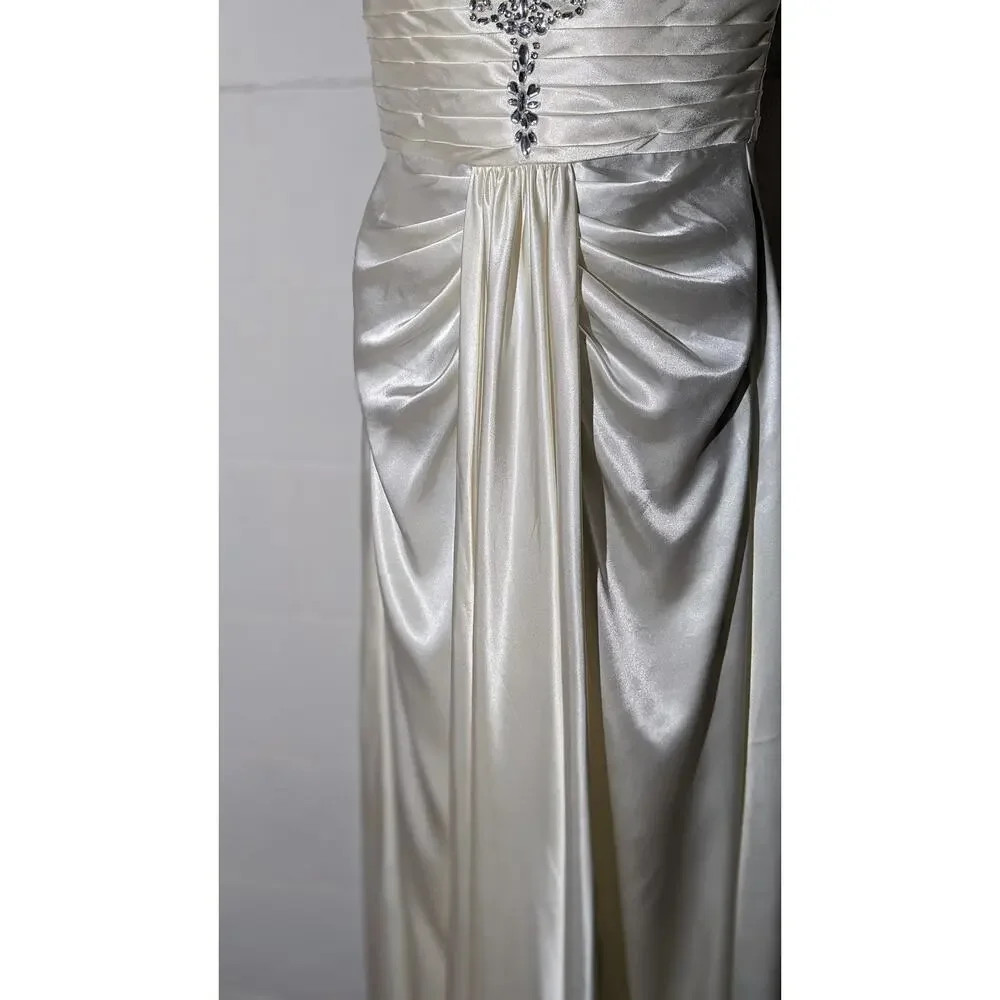 Scala Cream Satin Long Formal Evening Dress - Picture 7 of 8